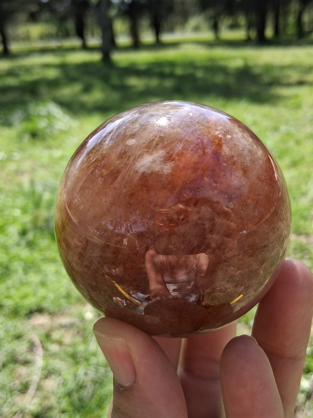 Fire Quartz Hematoid Quartz Crystal Sphere Ball Red 1lbs 66.8mm Reiki Smooth
